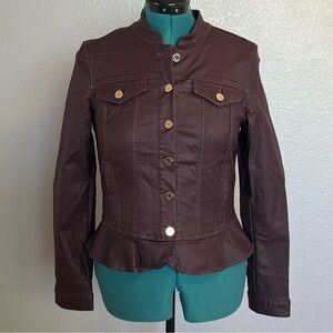 White House Black Market Coated Denim Dark Purple Jacket